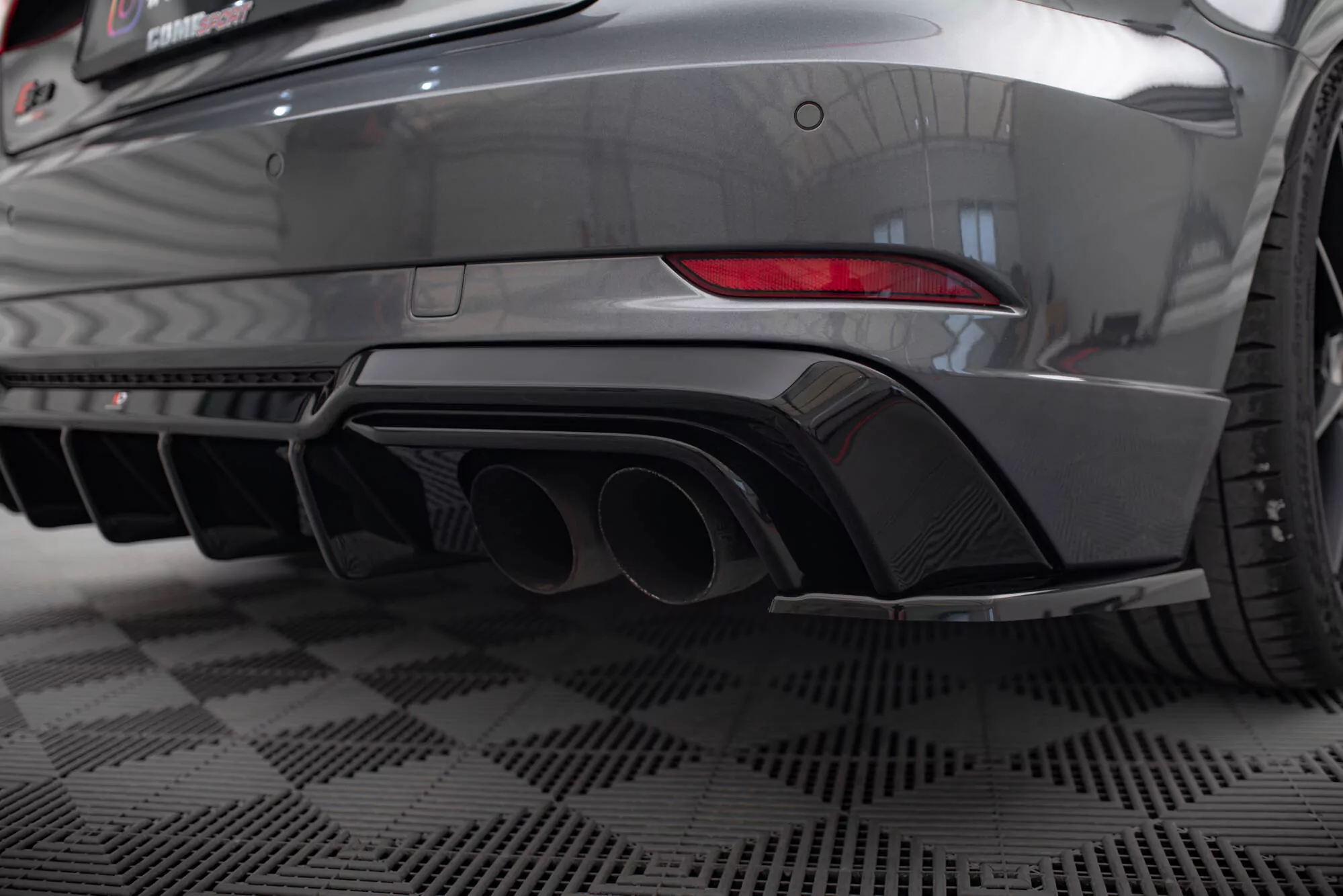 Heck Ansatz Flaps Diffusor V.2 Für Audi S3 / A3 S-Line Sportback 8V Facelift Schwarz Hochglanz