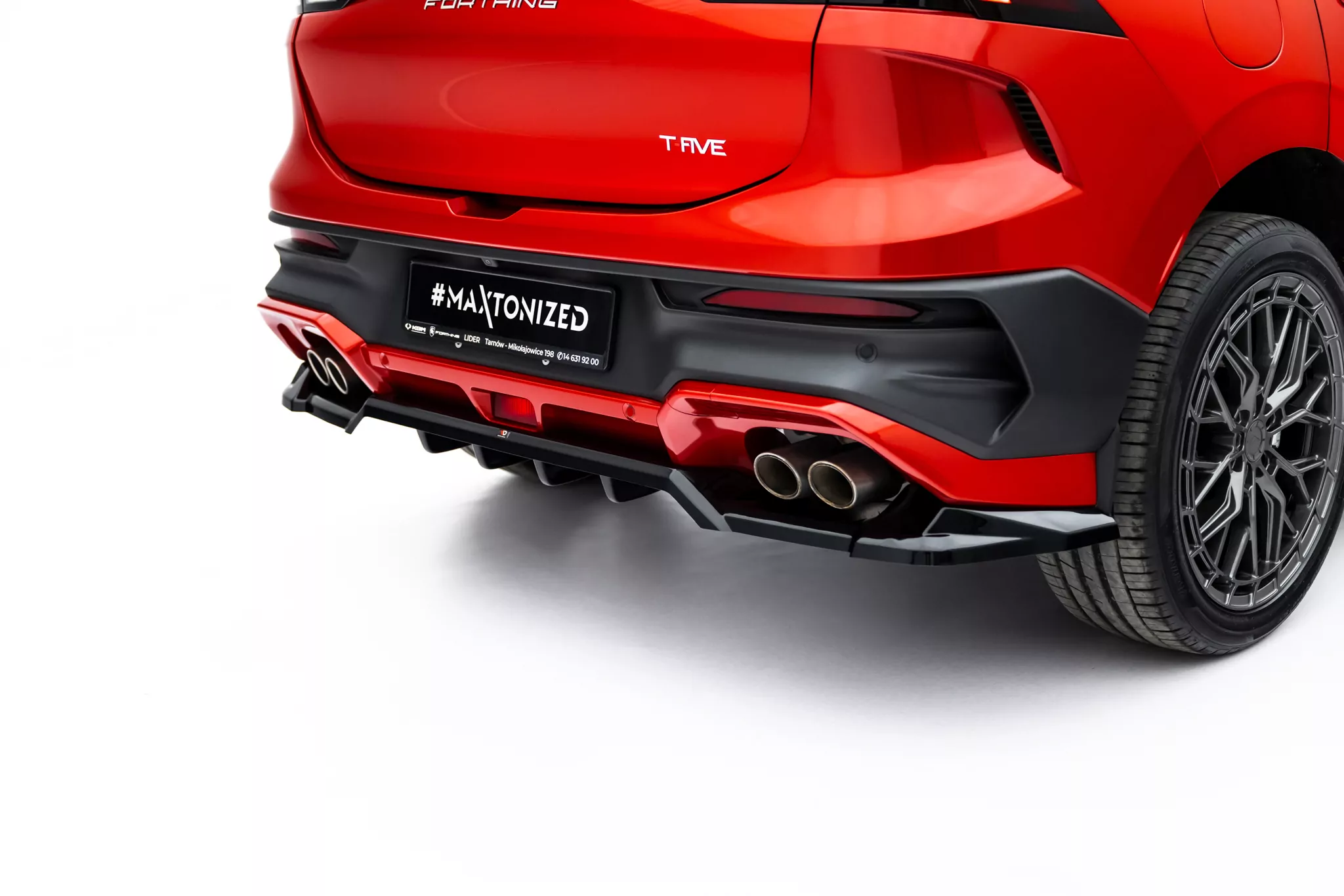 Mittlerer Cup Diffusor DTM Look Heck Ansatz Für Forthing T-Five Mk1 Schwarz Hochglanz