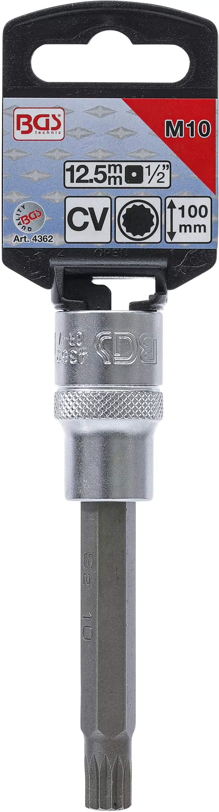 Bit-Einsatz | Länge 100 mm | Antrieb Innenvierkant 12,5 mm (1/2") | Innenvielzahn (für XZN) M10