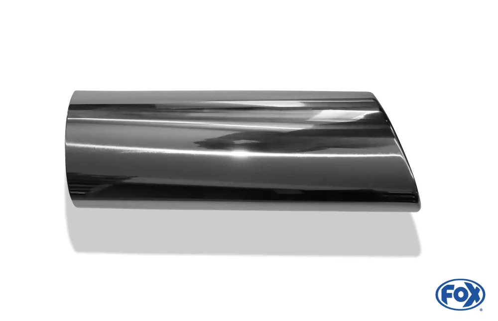 Anschweißendrohr Typ 38 - Rechts  106x71 mm / Länge: 300 mm - oval  - seitlich nach rechts abgeschrägt / eingerollt / ohne Absorber