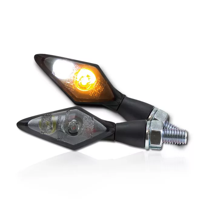 LED-Blinker Standlichtkombi "Spark"| Alu | schwarz Paar | M8 | L48 x T20 xH22mm | getönt | E-geprüft 