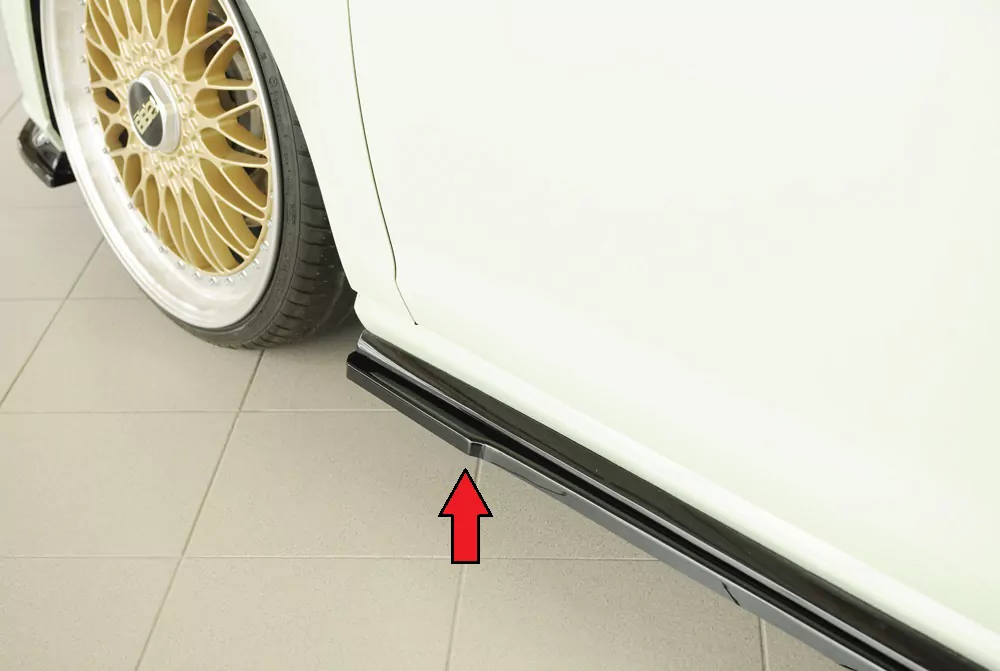 Rieger Seitenschweller links ansatz (ca. 19mm) glanz schwarz für VW Golf 7 R-Line 5-tür. 02.17- (ab Facelift)