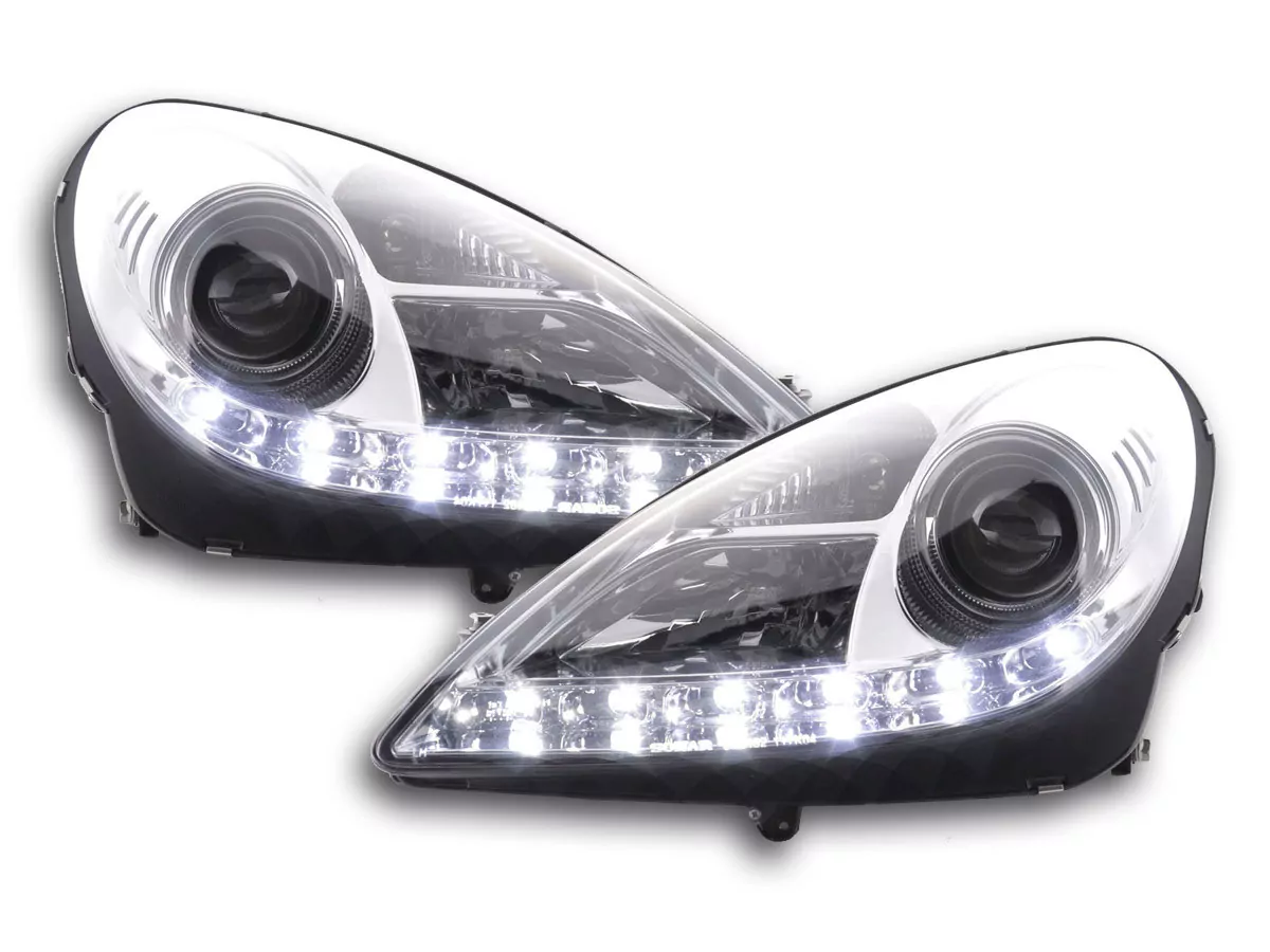 Scheinwerfer Set Daylight LED TFL-Optik Mercedes SLK 171 Bj. 04-11 chrom