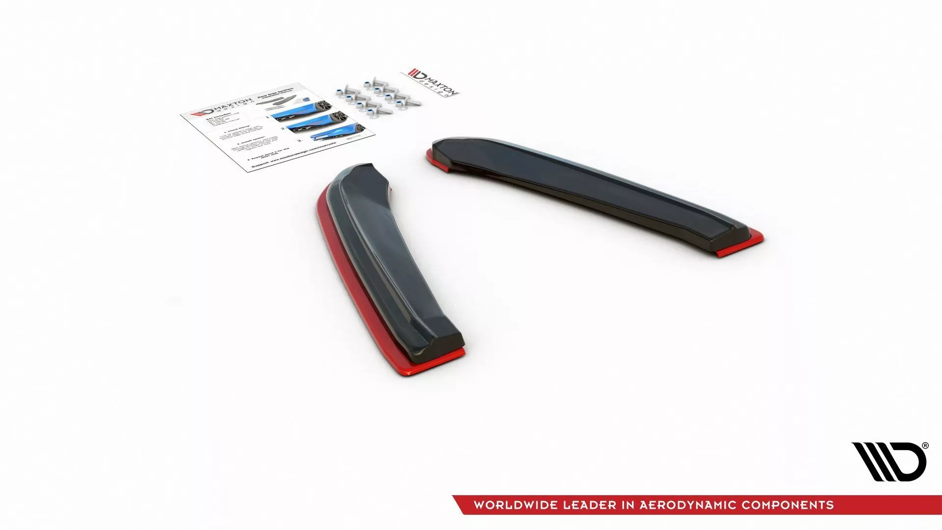 Heck Ansatz Flaps Diffusor Passend Für Diffusor V.2 Passend Für Seat Leon Mk3 Cupra ST FL Schwarz+Rot Hochglanz Schwarz Hochglanz