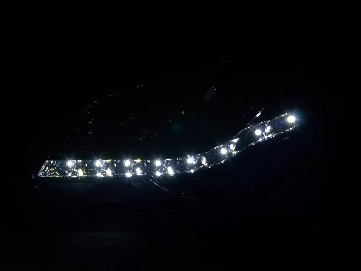 Scheinwerfer Set Daylight LED TFL-Optik VW Polo Typ 9N3 Bj. 05-09 chrom