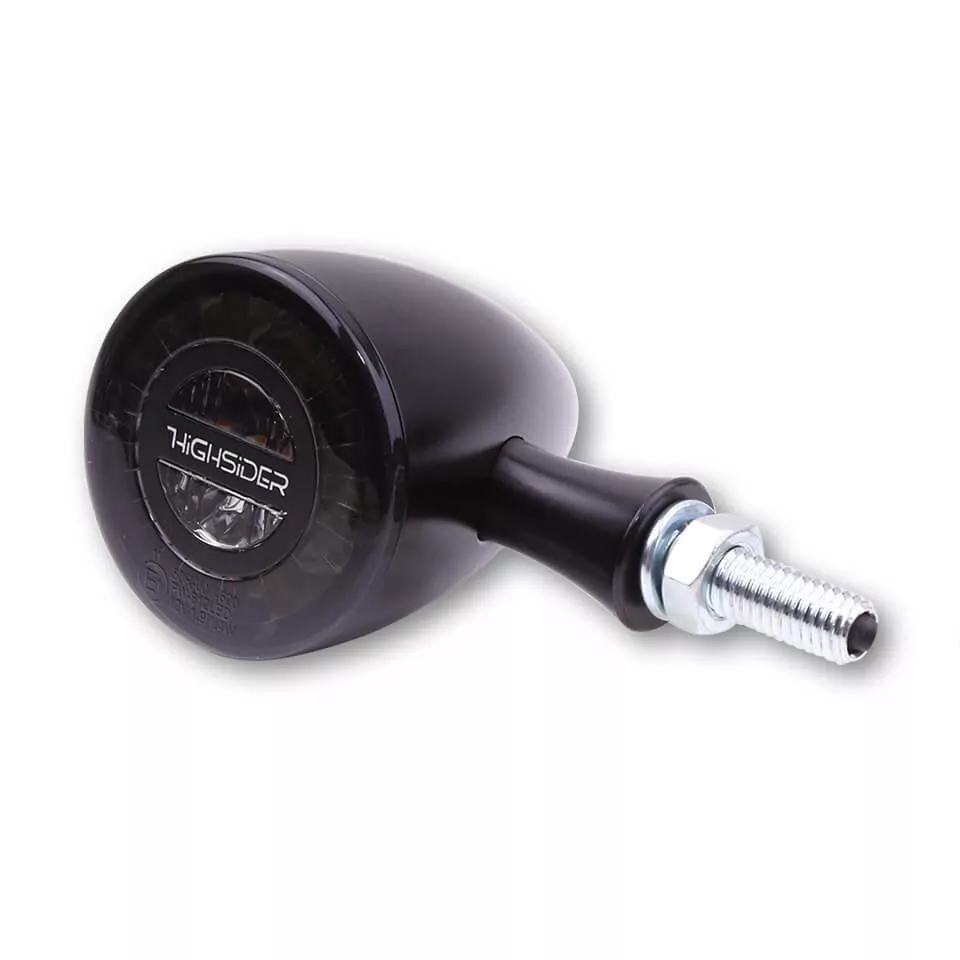 HIGHSIDER pro Rocket Bullet LED Blinker/Positionslicht Schwarz/Getönt 2in1, E-Geprüft (Paar)