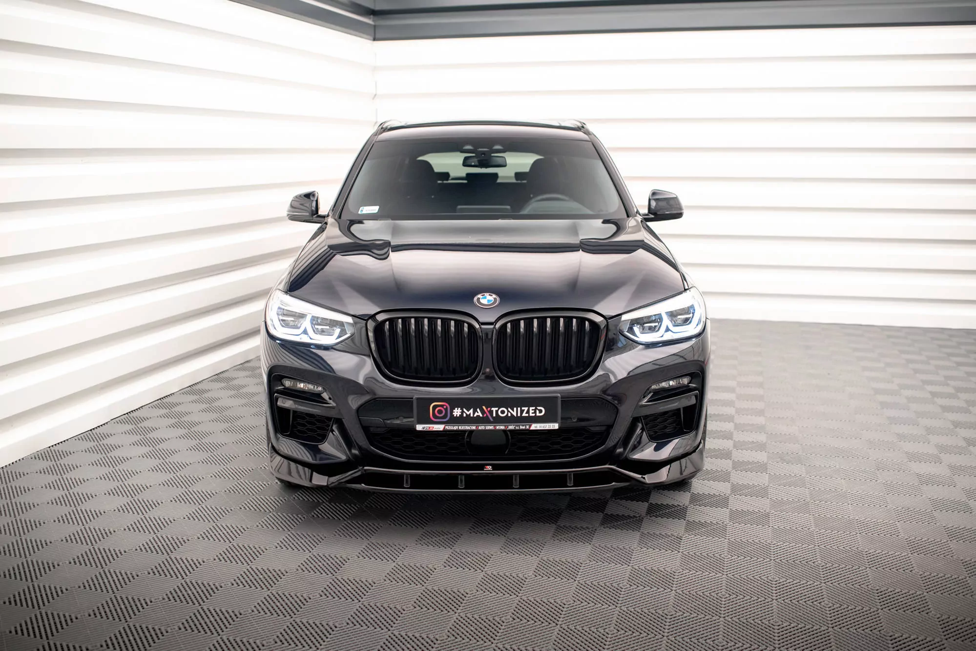Front Ansatz V.2 Für  BMW X3 M40d / M40i / M-Paket G01  Schwarz Hochglanz