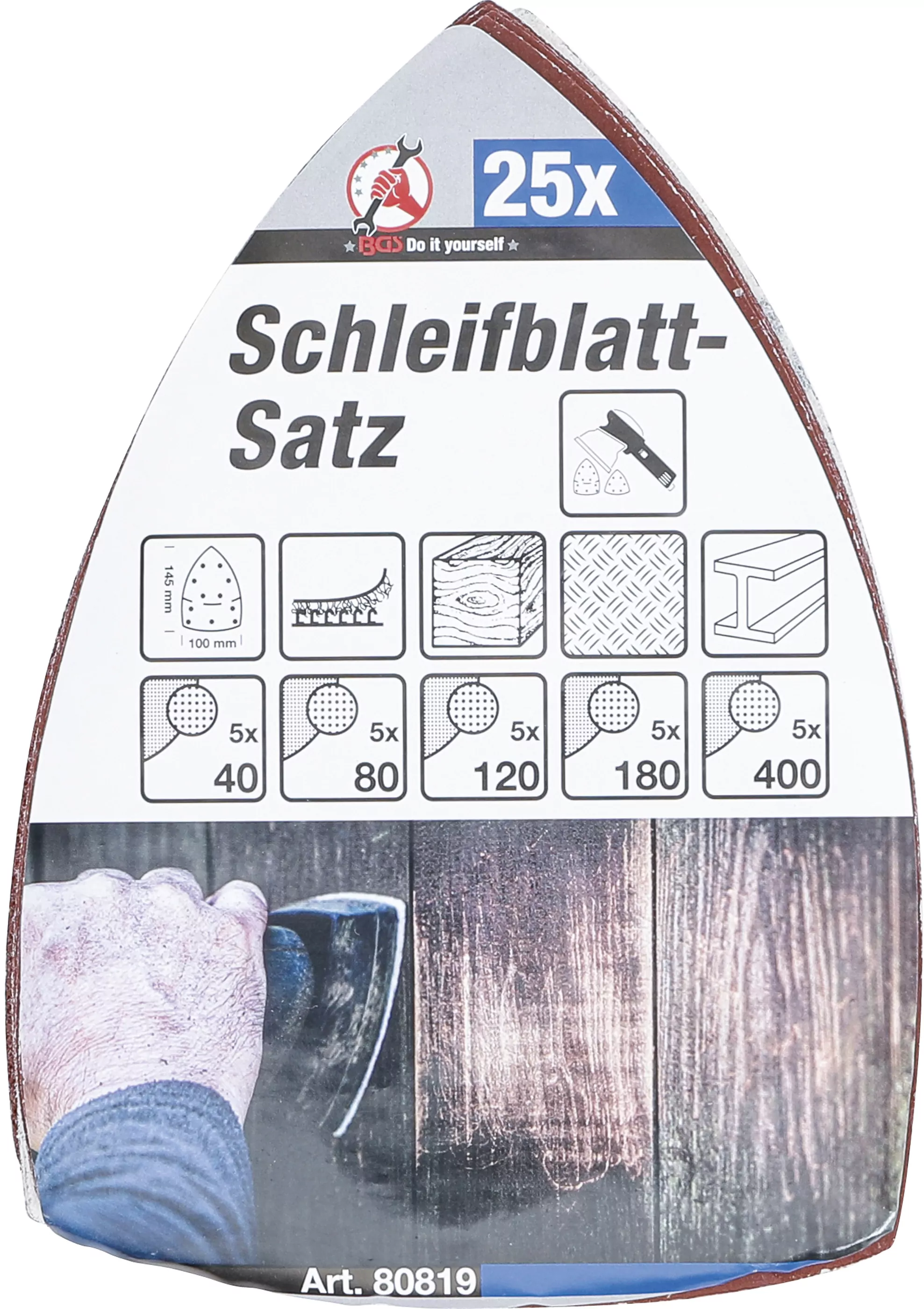 Schleifblatt-Satz für Multischleifer | 145 x 100 mm | K 40 - 400 | 25-tlg.