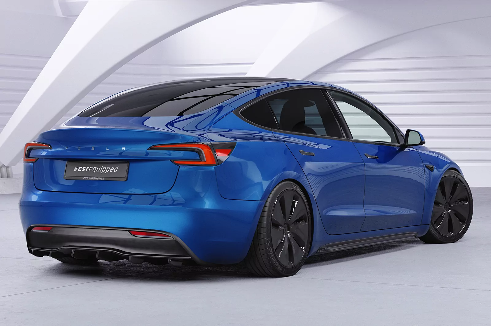 Heckansatz für Tesla Model 3 HA496 Schwarz Strukturiert