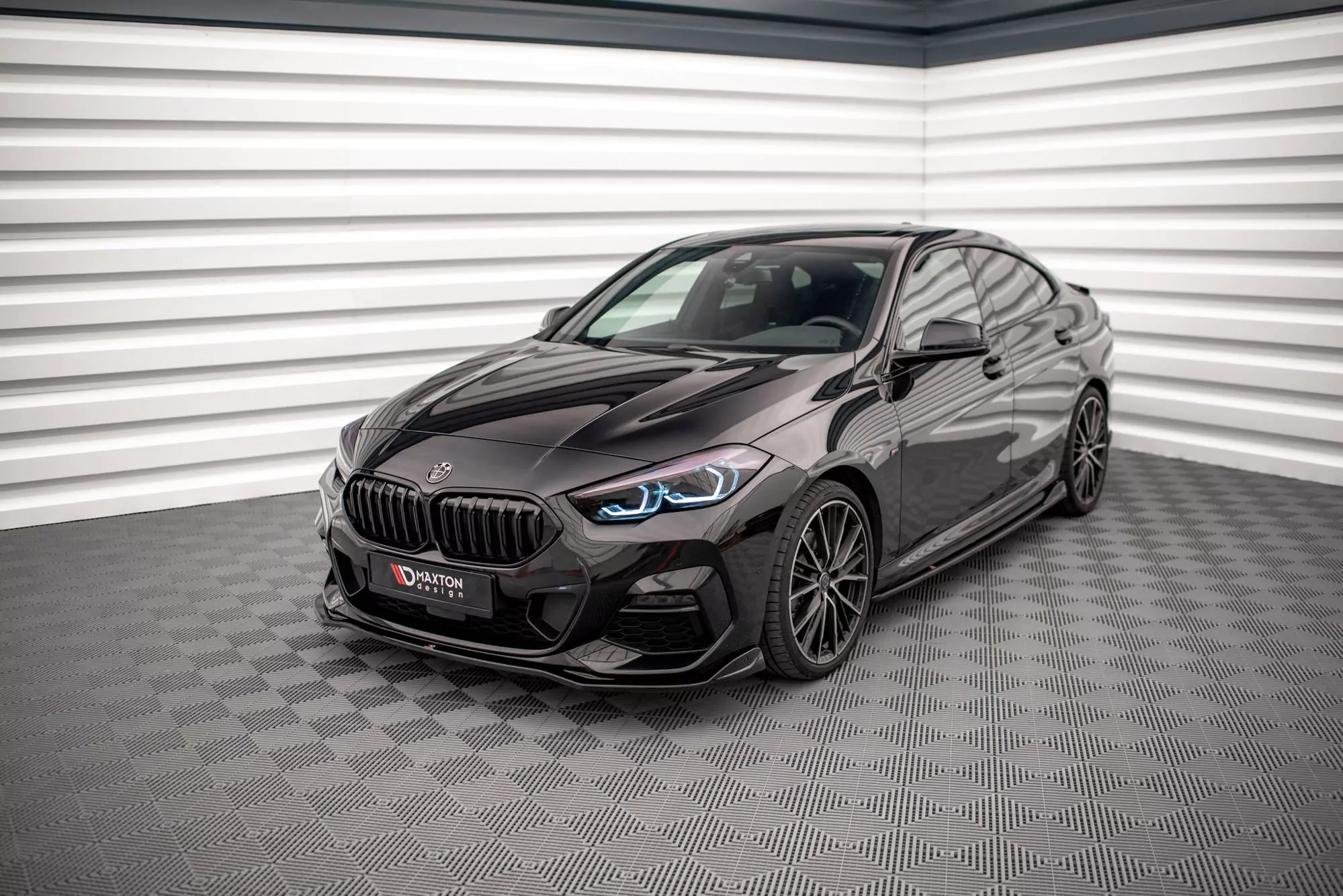 Front Ansatz V.3 Für BMW 2 Gran Coupe M-Paket / M235i F44 Schwarz Hochglanz