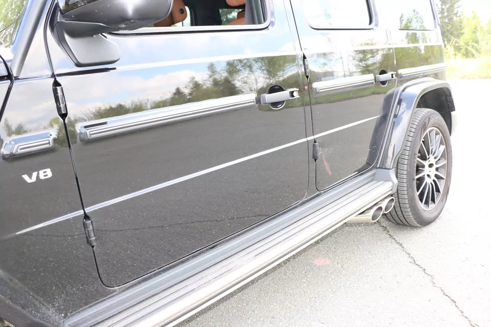 Mercedes G-Klasse G500 310kW - 463  Endrohr zum anstecken - 2x115x85 Typ 38 rechts und links unterm Trittbrett