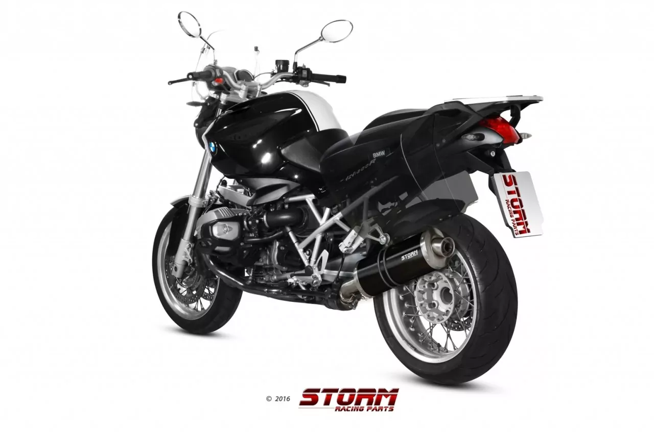 Storm Black SLIP-ON OVAL Edelstahl für BMW R 1200 R ´11/14