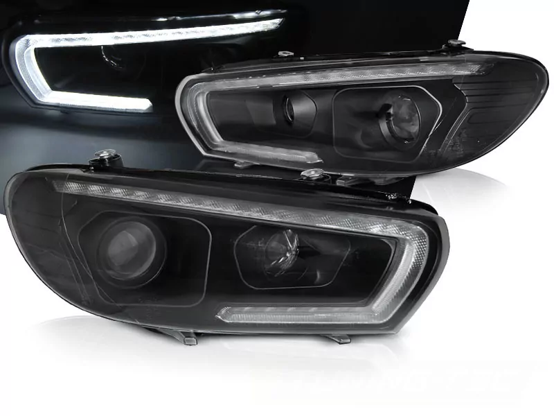 Headlights Tube Seq Led Black Fits Vw Scirocco 14-17