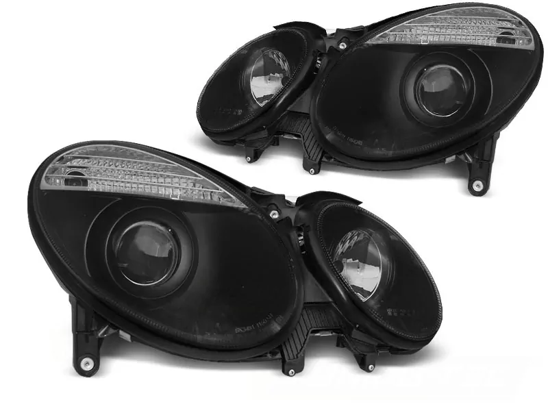 Headlights Black Fits Mercedes W211 E-Klasse 05.06-09