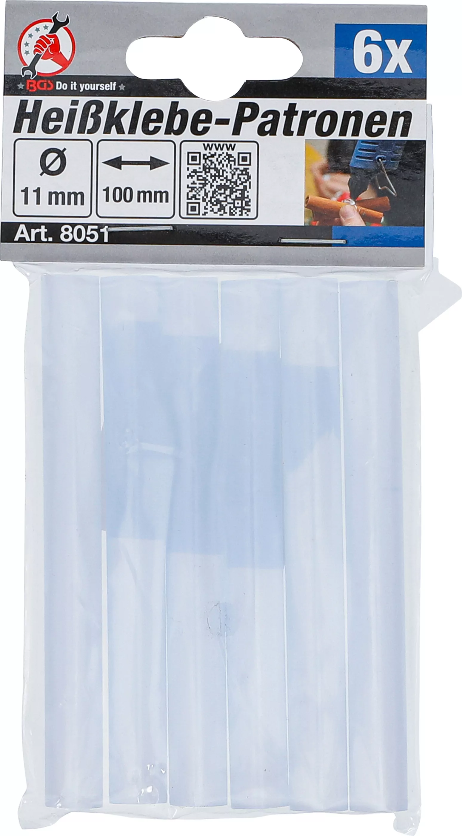 Heißklebe-Patronen | transparent | Ø 11 mm, 100 mm | 6-tlg.