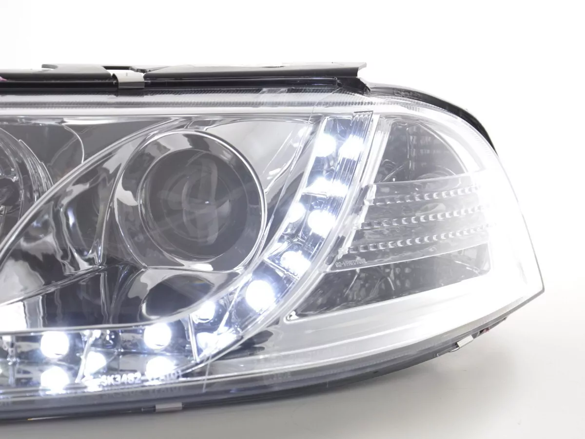 Scheinwerfer Set Daylight LED TFL-Optik VW Passat Typ 3BG Bj. 00-05 chrom für Rechtslenker