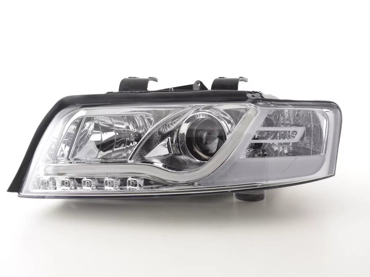Scheinwerfer Set Daylight LED TFL-Optik Audi A4 Typ 8E Bj. 01-04 chrom für Rechtslenker