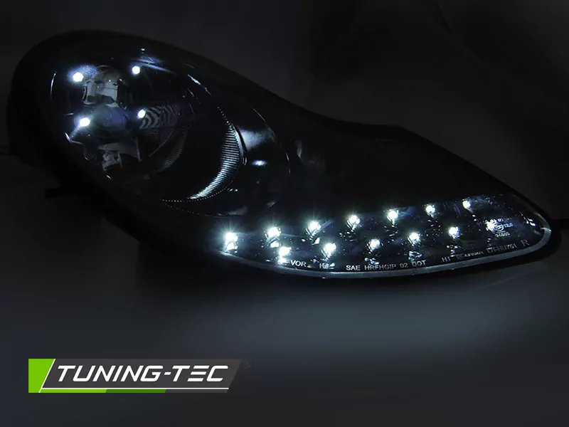 Headlights Daylight All Glossy Black Fits Porsche Boxster 96-04 /911 996