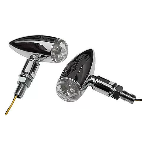 HIGHSIDER Pro Micro-Bullet LED Indicator Gehäuse  Chrom / Linse Klar (Paar), Vorn & Hinten
