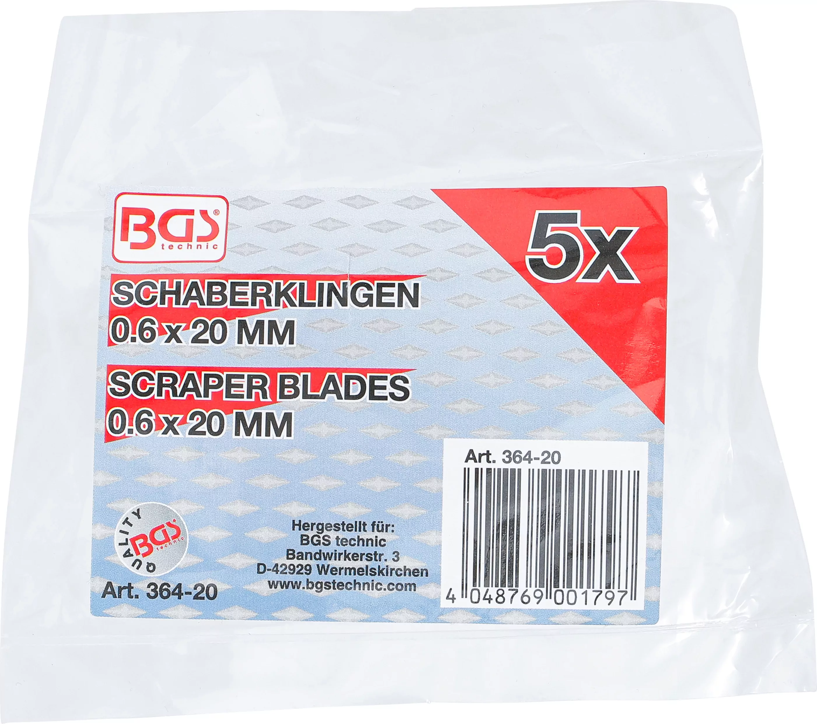 Ersatz-Schaberklingen für Art. 364 | 0,6 x 20 mm | 5-tlg.