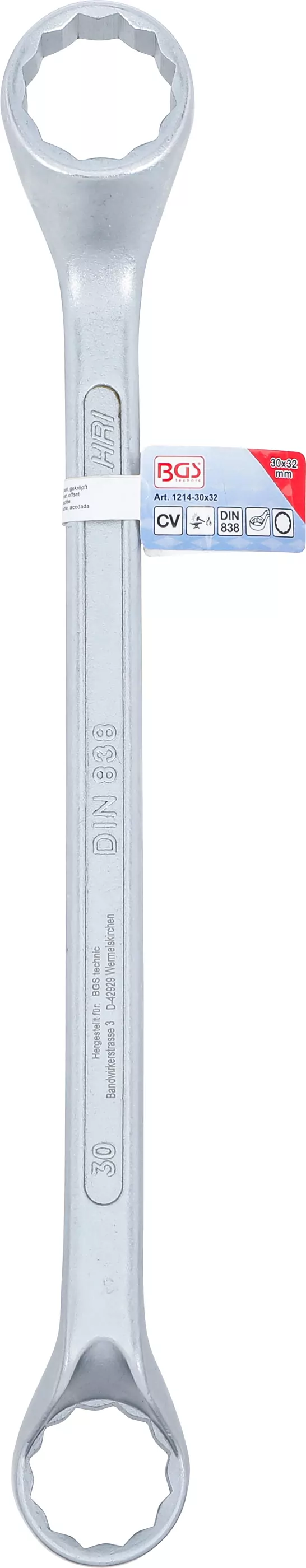 Doppel-Ringschlüssel, gekröpft | SW 30 x 32 mm