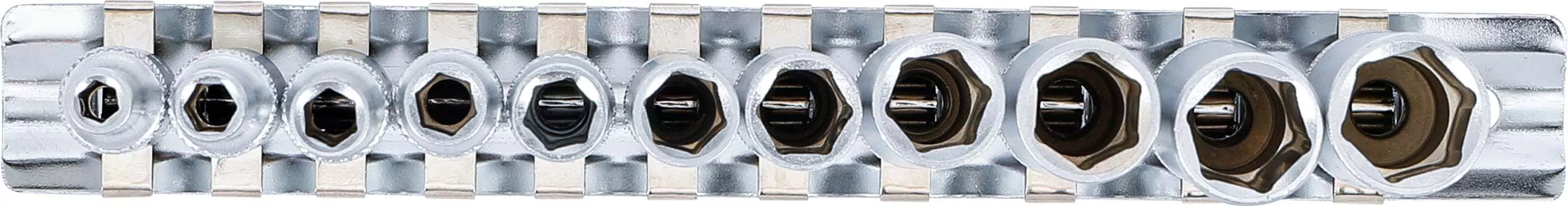 Steckschlüssel-Einsatz-Satz Sechskant, tief | Antrieb Innenvierkant 6,3 mm (1/4") | SW 4 - 13 mm | 11-tlg.