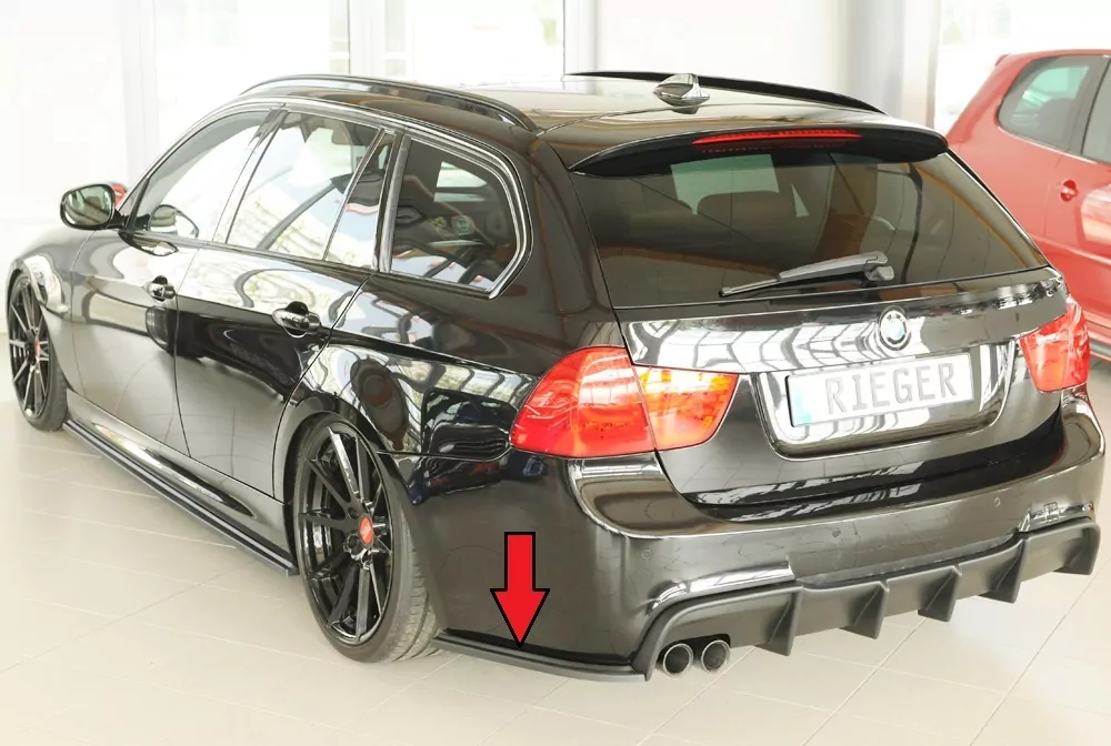 Rieger Heckschürzenansatz seitlich links matt schwarz für BMW 3er E91 Touring 09.08- (ab Facelift) LCI