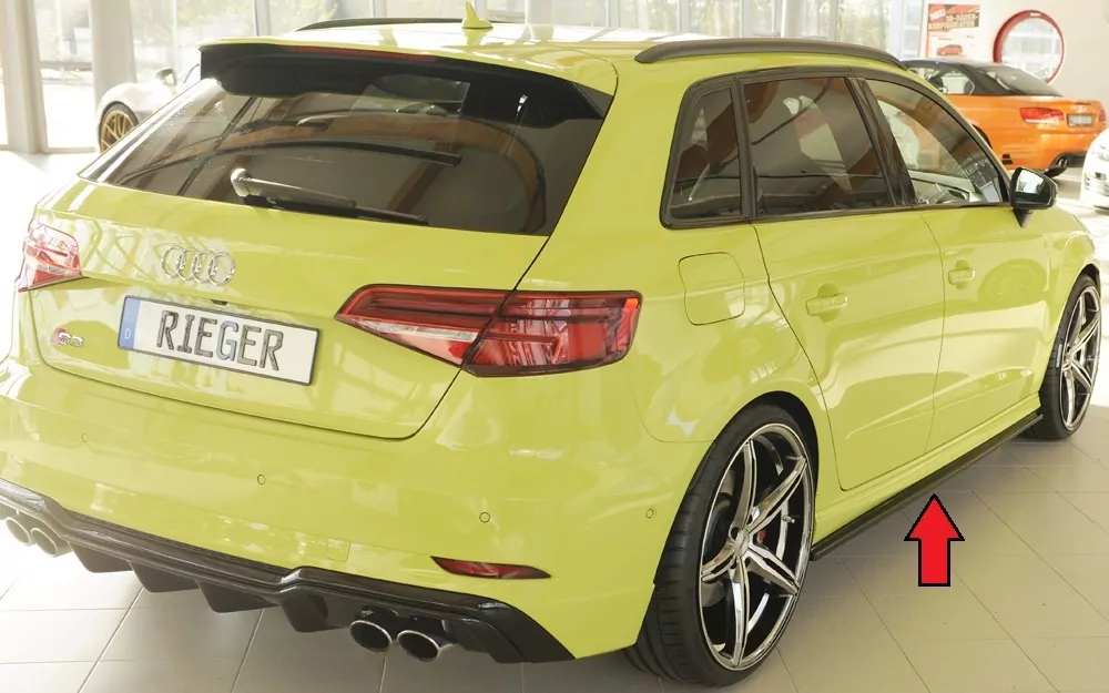 Rieger Seitenschwelleransatz für Audi A3 (8V) | 5-tür. (Sportback 8VA) 09.16- (ab Facelift) für S-Line-Schweller / S3-/ RS3-Schweller