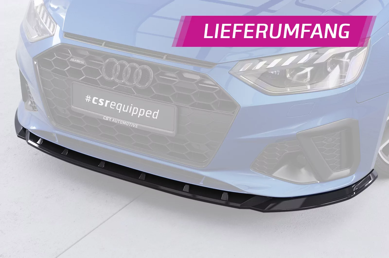 Cup-Spoilerlippe mit ABE für Audi A4 / S4 B9 (8W) CSL561 Schwarz Strukturiert