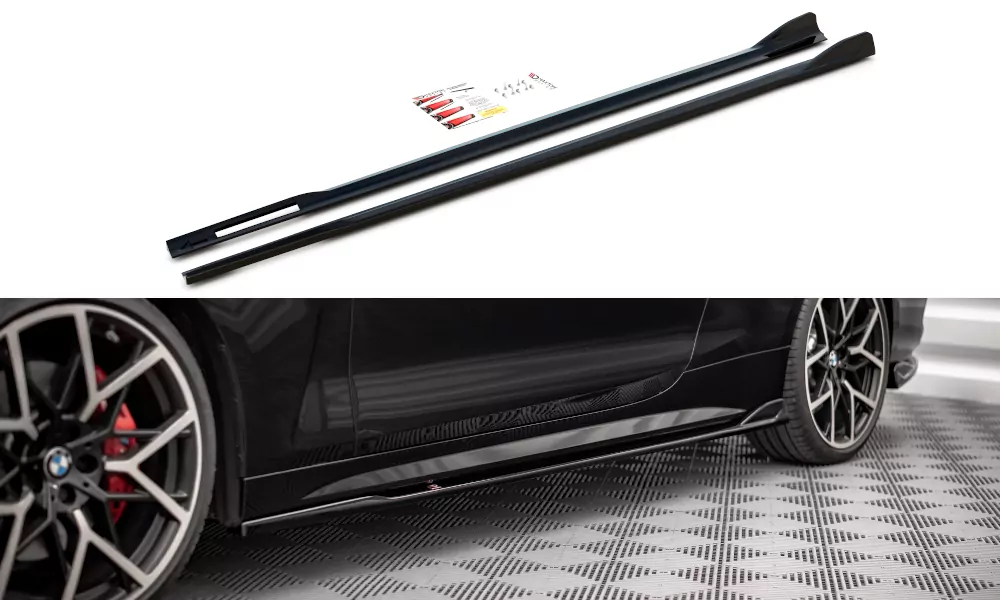 Seitenschweller Ansatz Für V.2 Für BMW 4er M-Paket / M440i G22 / G23 / G22 Facelift / G23 Facelift Schwarz Hochglanz