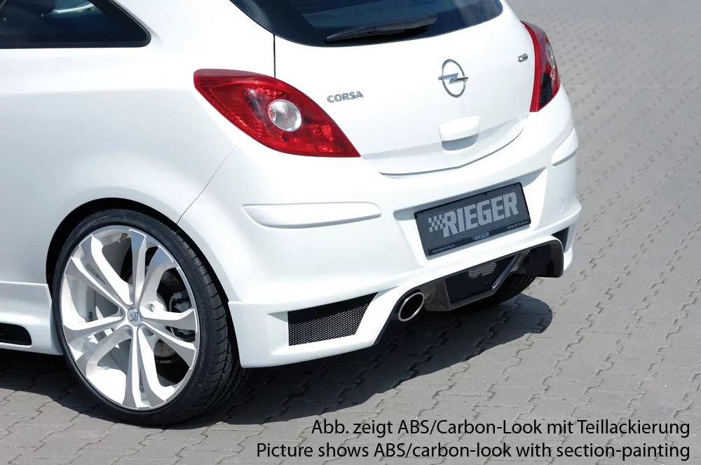 Rieger Heckschürzenansatz für Opel Corsa D - 3-tür. 01.11- (ab Facelift) carbon optik