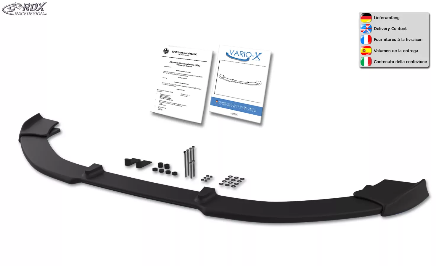 RDX Frontspoiler VARIO-X für FORD Edge 2 Titanium / Trend (2015-2018) Frontlippe Front Ansatz Vorne Spoilerlippe