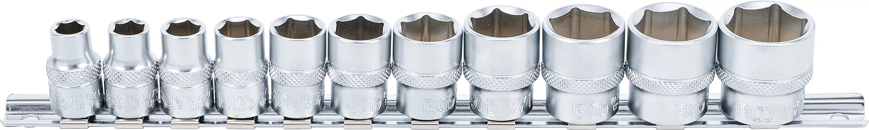 Steckschlüssel-Einsatz-Satz, Sechskant | Antrieb Innenvierkant 10 mm (3/8") | SW 5/16" - 7/8" | 11-tlg.