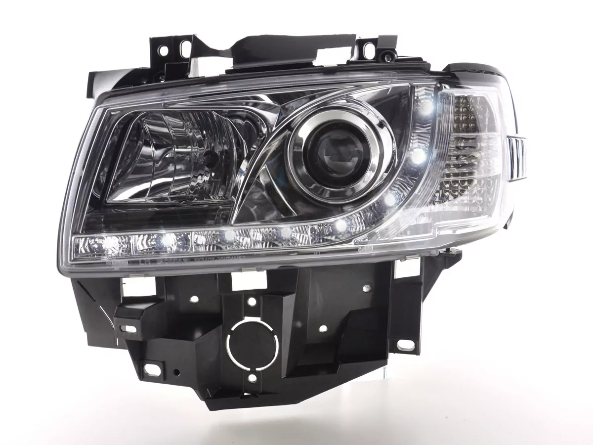 Scheinwerfer Set Daylight LED TFL-Optik VW Bus Typ T4 Bj. 96-03 chrom