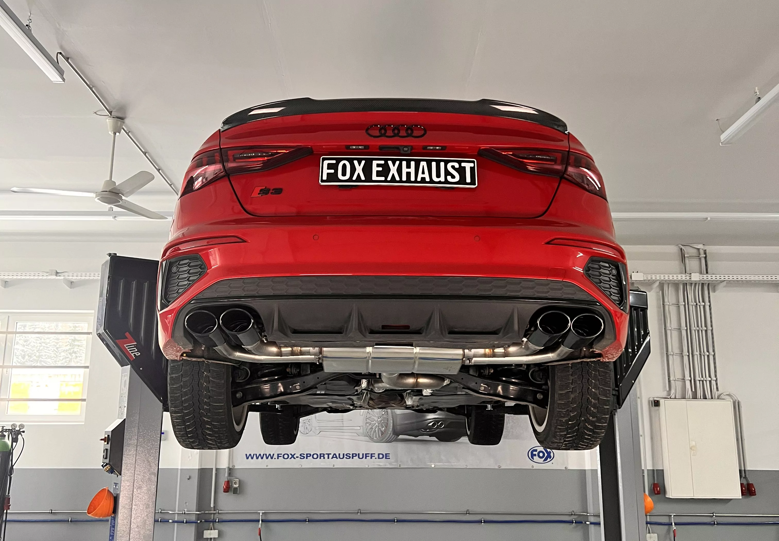 Audi S3 GY - Limousine  Halbanlage ab OPF mit Abgasklappen - 2x106x71 Typ 32 rechts/links Endrohre schwarz emalliert