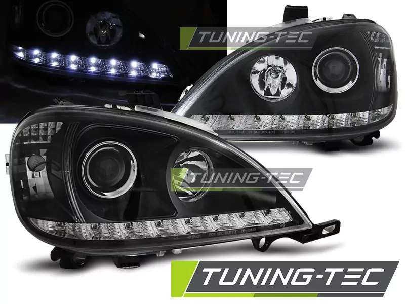 Headlights Daylight Black Fits Mercedes W163 Ml M-Klasse 03.98-08.01
