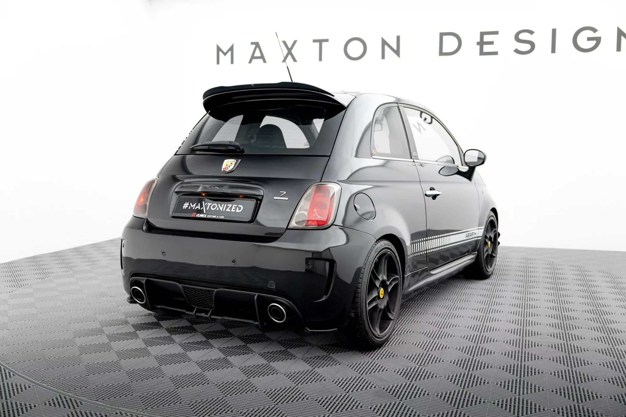 Heck Ansatz Flaps Diffusor V.2 Für Abarth 500 Mk1 Schwarz Hochglanz