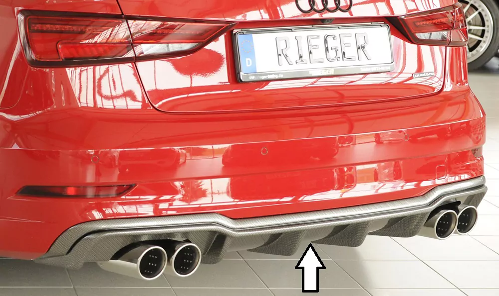 Rieger Heckeinsatz für Audi A3 (8V) - 5-tür. (Limousine 8VS) 09.16- (ab Facelift) carbon optik