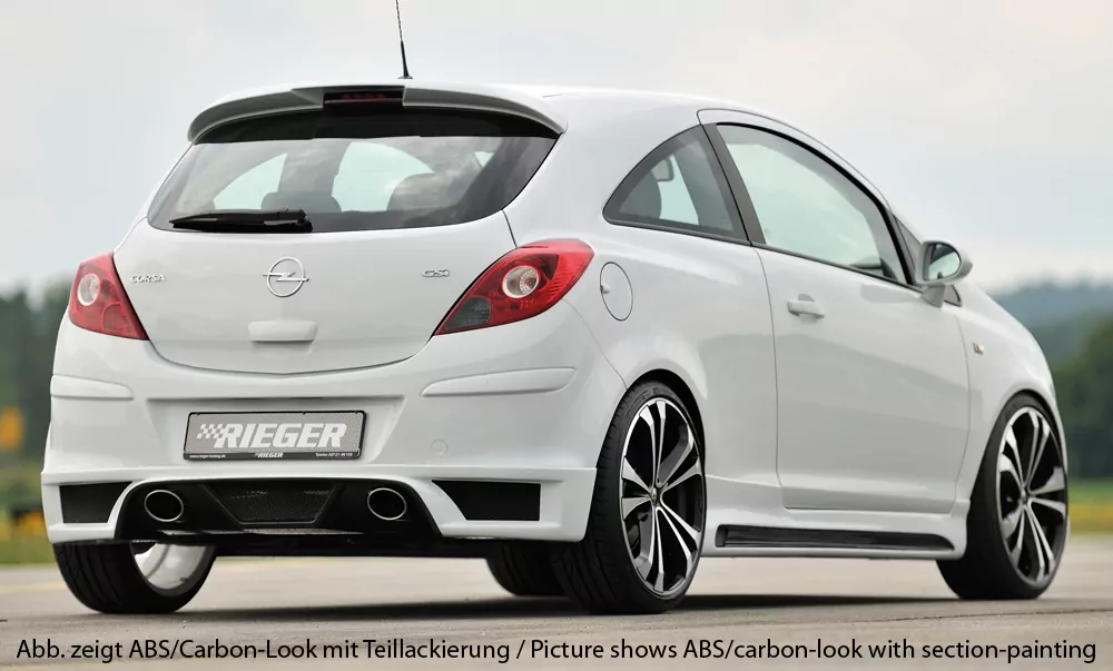 Rieger Heckschürzenansatz für Opel Corsa D - 5-tür. 07.06-12.10 (bis Facelift) carbon optik