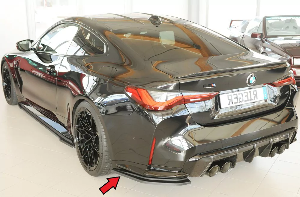 Rieger Heckschürzenansatz seitlich links matt schwarz für BMW 4er G83 M4 (G234M) Cabrio 06.21-