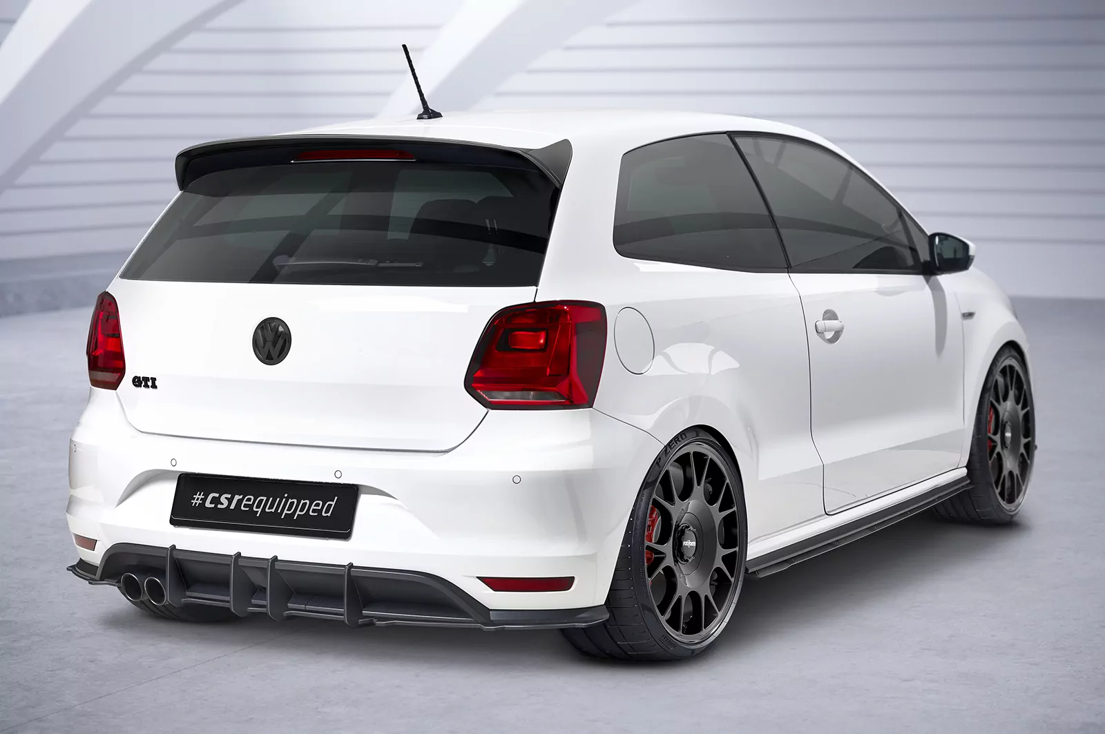 Heckflügel mit ABE für VW Polo V (Typ 6C) GTI HF955 Schwarz Strukturiert