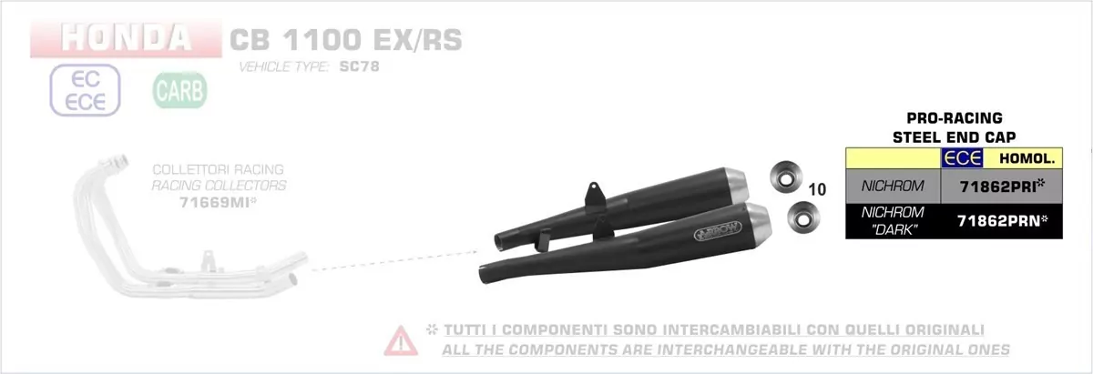 Arrow Nichrom Pro-Racing Silencers (right & Left) Honda CB 1100 EX/RS 17-20