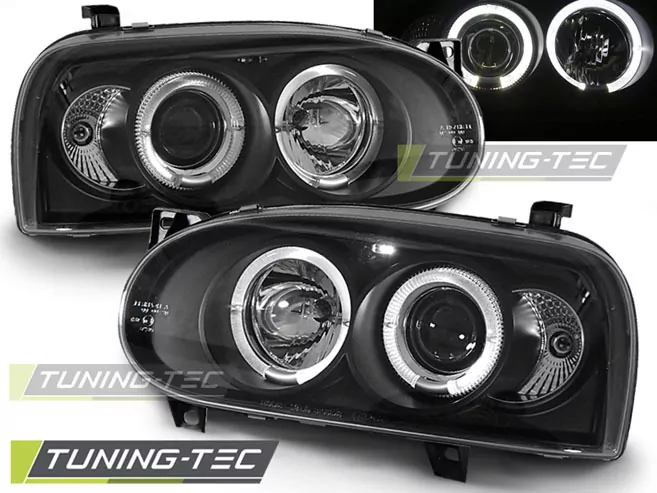 HEADLIGHTS ANGEL EYES BLACK fits VW GOLF 3 09.91-08.97