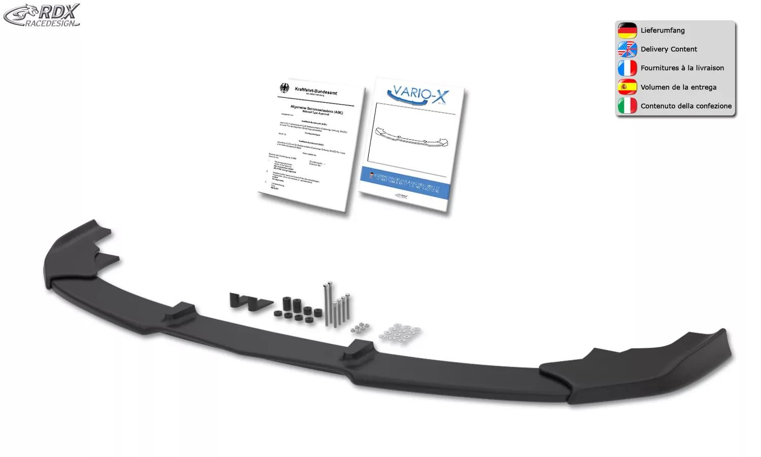 RDX Frontspoiler VARIO-X "V2" für MERCEDES V-Klasse W447 AMG-Line Frontlippe Front Ansatz Vorne Spoilerlippe