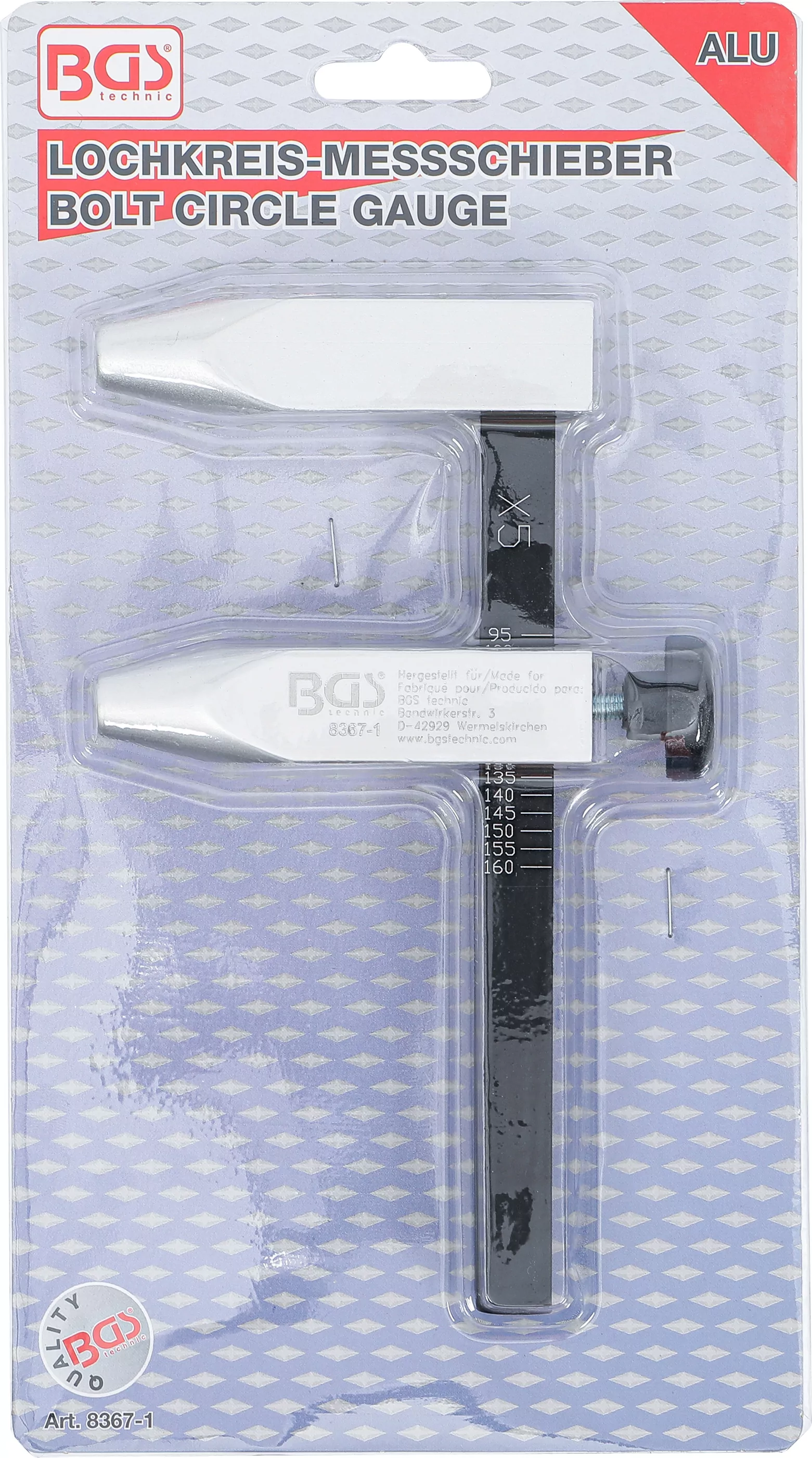 Lochkreis-Messschieber, Aluminium-Ausführung