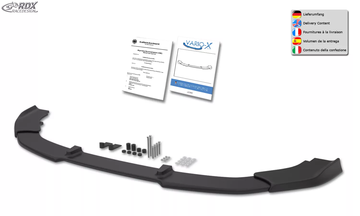 RDX Frontspoiler VARIO-X für VW Golf 7 Facelift 2017+ R-Line & R Frontlippe Front Ansatz Vorne Spoilerlippe