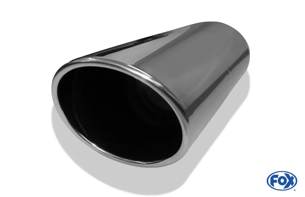 Anschweißendrohr Typ 44  129x106 mm / Länge: 300 mm  - oval / eingerollt / 19° abgeschrägt / mit lang gezogener Tulpe