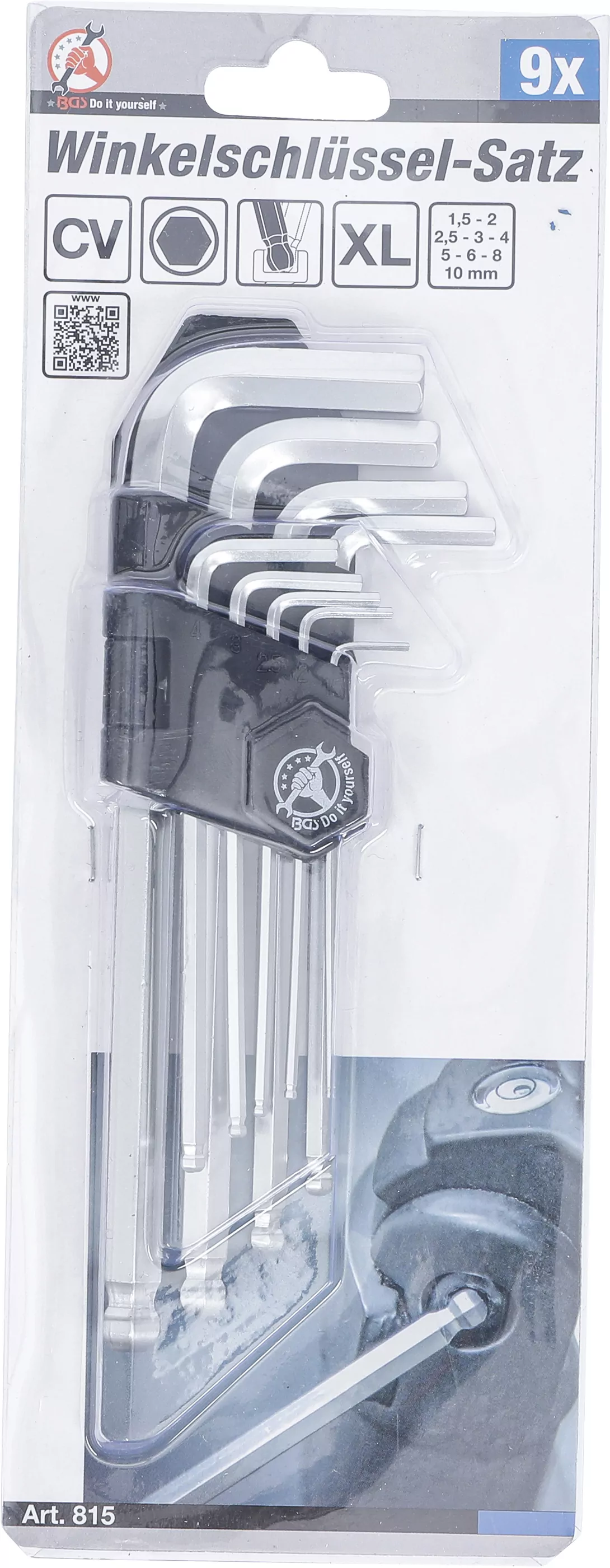 Winkelschlüssel-Satz | Innensechskant / Innensechskant mit Kugelkopf 1,5 - 10 mm | 9-tlg.