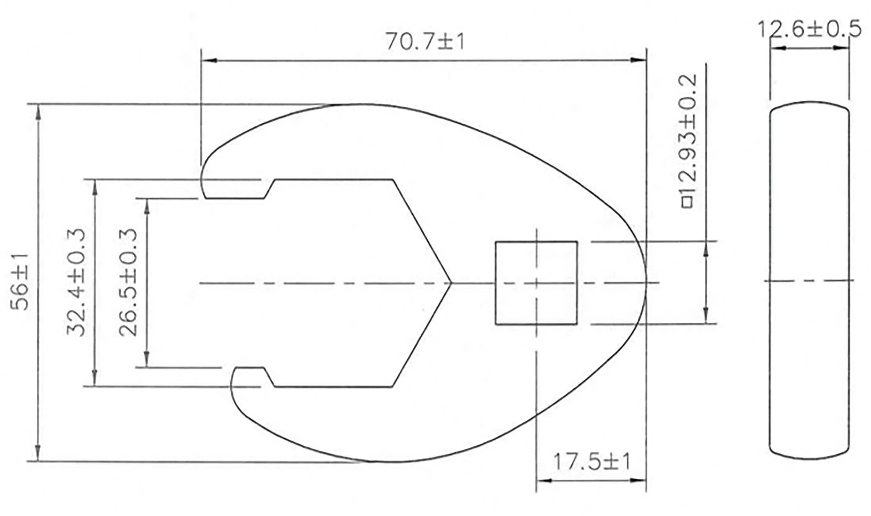 Hahnenfußschlüssel | Antrieb Innenvierkant 12,5 mm (1/2") | SW 32 mm