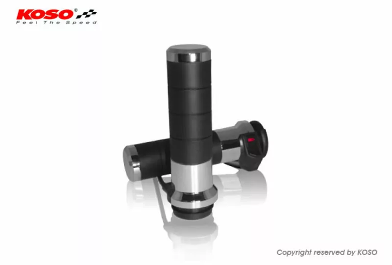 KOSO Heizgriffe Titan-X für Harley Davidson mit integriertem Schalter, chrom oder schwarz